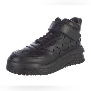 $1175 NEW size 41 Versace Black High-Top Sneakers with Velcro Strap